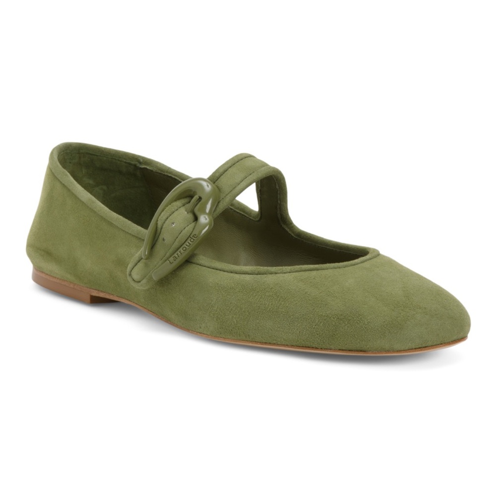 Larroudé Verona Ballet Flat In Seaweed Suede